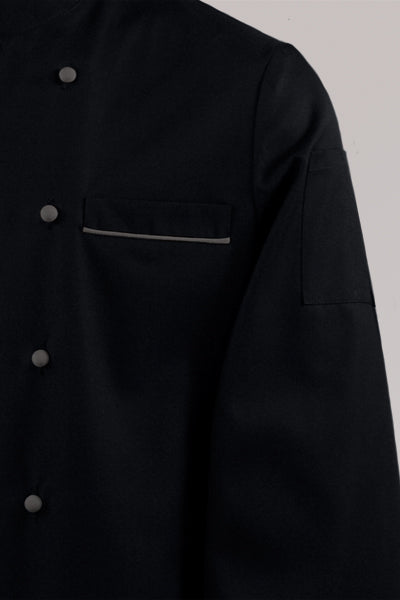 Kochjacke Maxime schwarz - farbig gepaspelt - graphit