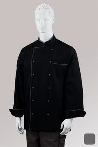 Kochjacke Maxime schwarz - farbig gepaspelt - graphit