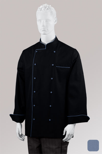 Kochjacke Maxime schwarz - farbig gepaspelt - pacific