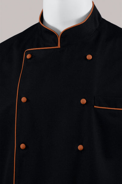 Kochjacke Maxime schwarz - farbig gepaspelt - terracotta