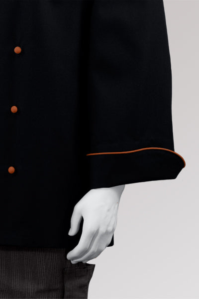 Kochjacke Maxime schwarz - farbig gepaspelt - terracotta
