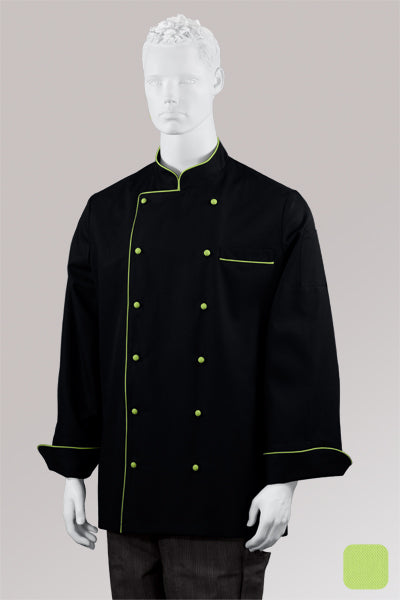 Kochjacke Maxime schwarz - farbig gepaspelt - apple