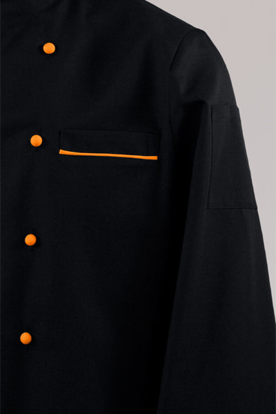 Kochjacke Maxime schwarz - farbig gepaspelt - orange