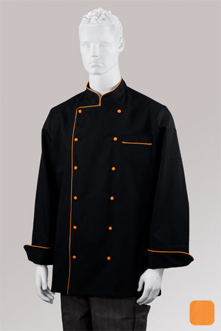 Kochjacke Maxime schwarz - farbig gepaspelt - orange