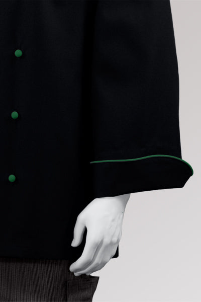 Kochjacke Maxime schwarz - farbig gepaspelt - grün