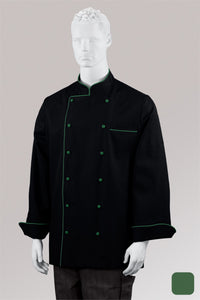Kochjacke Maxime schwarz - farbig gepaspelt - grün