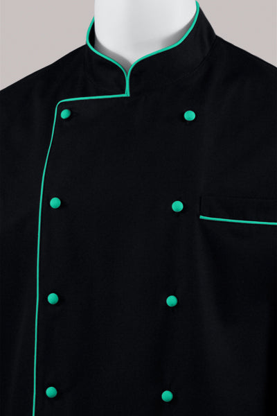 Kochjacke Maxime schwarz - farbig gepaspelt - mint