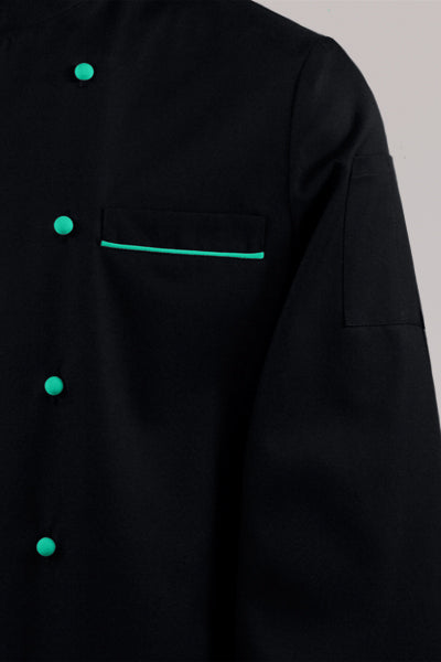 Kochjacke Maxime schwarz - farbig gepaspelt - mint