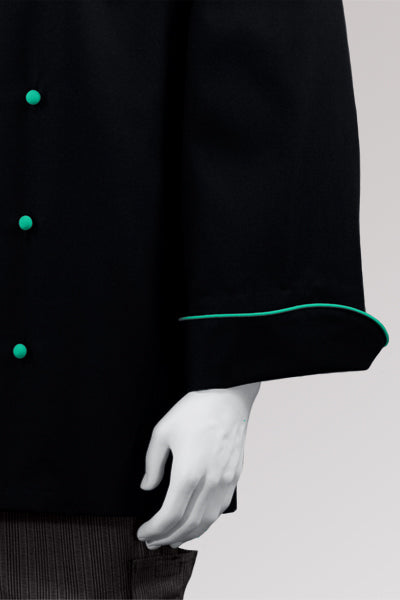 Kochjacke Maxime schwarz - farbig gepaspelt - mint