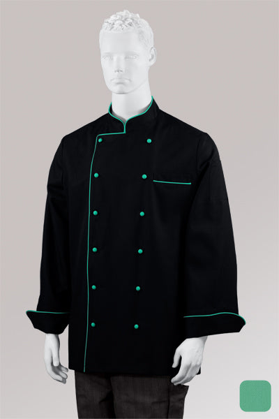 Kochjacke Maxime schwarz - farbig gepaspelt - mint