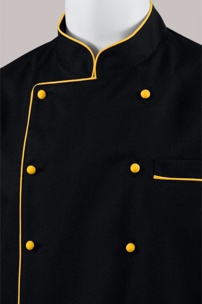 Kochjacke Maxime schwarz - farbig gepaspelt - gelb