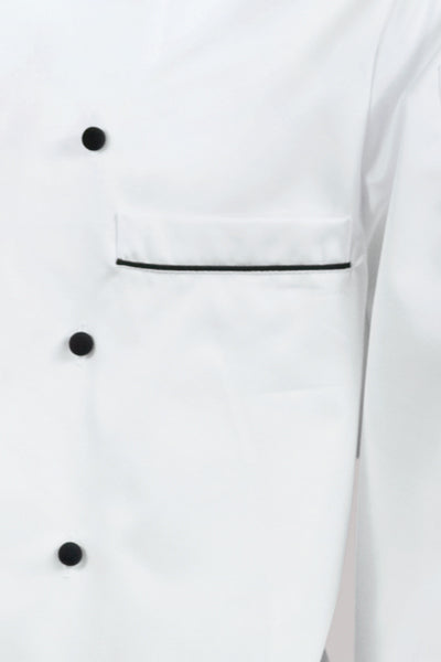 Kochjacke Maxime weiß - farbig gepaspelt - schwarz