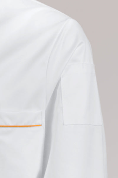 Kochjacke Maxime weiß - farbig gepaspelt - orange