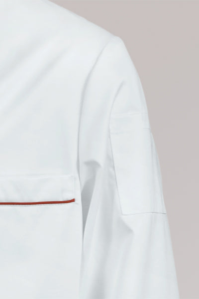 Kochjacke Maxime weiß - farbig gepaspelt - bordeaux