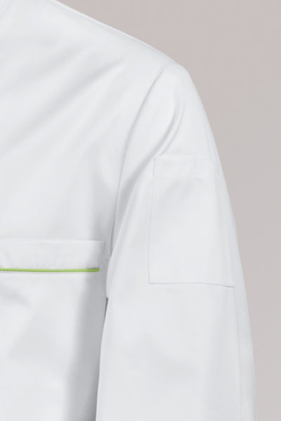 Kochjacke Maxime weiß - farbig gepaspelt - apple